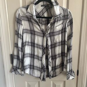 Brandy Melville Long Sleeve Button Shirt Women's One Size  Plaid Flannel